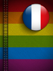 Image showing Gay Flag Button on Jeans Fabric Texture France