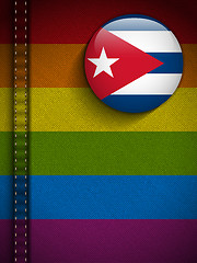 Image showing Gay Flag Button on Jeans Fabric Texture Cuba