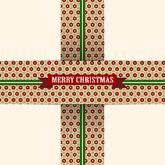 Image showing Christmas Red Green Ribbon with Flowers