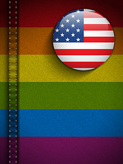 Image showing Gay Flag Button on Jeans Fabric Texture Afghanistan