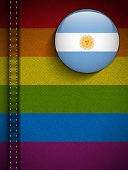 Image showing Gay Flag Button on Jeans Fabric Texture Argentina