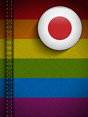 Image showing Gay Flag Button on Jeans Fabric Texture Japan