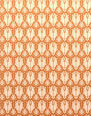 Image showing Seamless Pattern Orange Yellow Retro Damask Flower Background