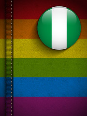 Image showing Gay Flag Button on Jeans Fabric Texture Nigeria