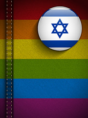 Image showing Gay Flag Button on Jeans Fabric Texture Israel