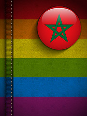 Image showing Gay Flag Button on Jeans Fabric Texture Morocco