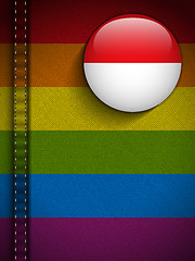 Image showing Gay Flag Button on Jeans Fabric Texture Monaco