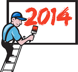 Image showing New Year 2014 Painter Painting Billboard