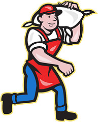 Image showing Flour Miller Carry Sack Walking Cartoon