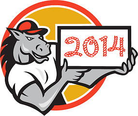 Image showing Year of Horse 2014 Showing Sign Cartoon