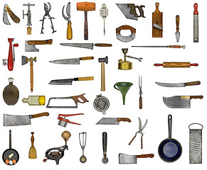 Image showing vintage kitchen utensils collage