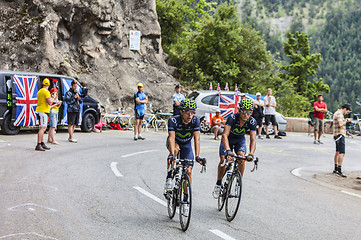 Image showing Cyclists Climbing Alpe D'Huez