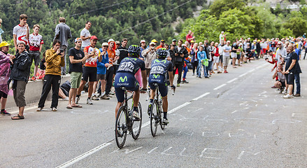 Image showing Cyclists Climbing Alpe D'Huez