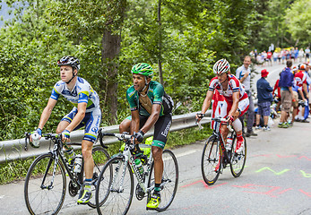 Image showing Cyclists Climbing Alpe D'Huez