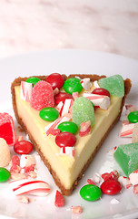 Image showing Festive Christmas Cheesecake with assorted candies
