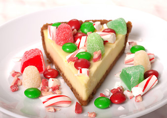 Image showing Festive Christmas Cheesecake with assorted candies