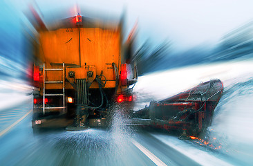 Image showing Snow plough in action