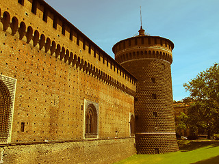 Image showing Retro looking Castello Sforzesco, Milan