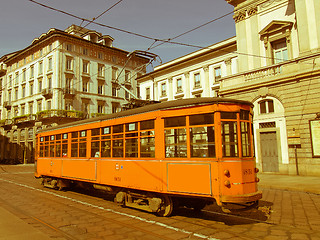 Image showing Retro looking Vintage tram, Milan