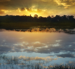 Image showing Sunset Over A Lake 