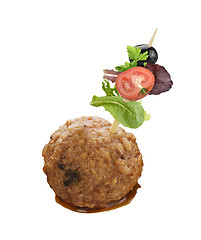 Image showing Meatball With Salad Leaves And Vegetables