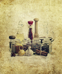 Image showing Spices,Cooking Oil And Vinegar