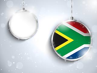 Image showing Merry Christmas Silver Ball with Flag South Africa