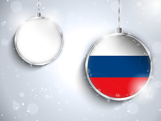 Image showing Merry Christmas Silver Ball with Flag Russia
