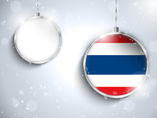 Image showing Merry Christmas Silver Ball with Flag Thailand