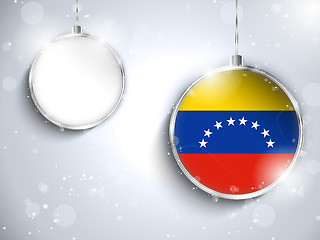 Image showing Merry Christmas Silver Ball with Flag Venezuela