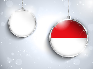 Image showing Merry Christmas Silver Ball with Flag Monaco