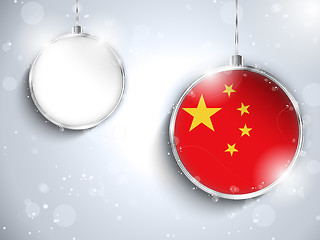Image showing Merry Christmas Silver Ball with Flag China