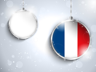 Image showing Merry Christmas Silver Ball with Flag France