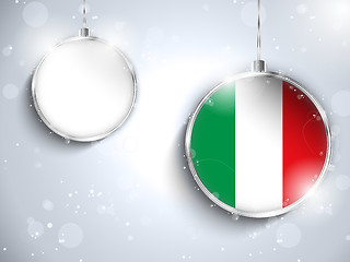 Image showing Merry Christmas Silver Ball with Flag Italy