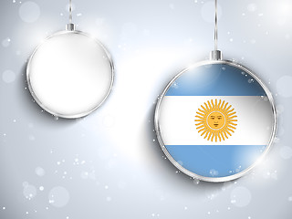 Image showing Merry Christmas Silver Ball with Flag Argentina