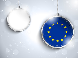 Image showing Merry Christmas Silver Ball with Flag Europe