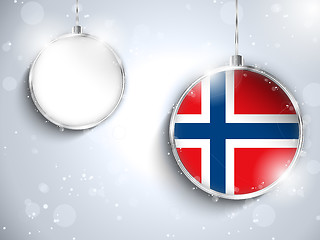 Image showing Merry Christmas Silver Ball with Flag Norway