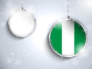 Image showing Merry Christmas Silver Ball with Flag Nigeria