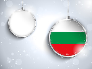 Image showing Merry Christmas Silver Ball with Flag Bulgaria