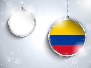 Image showing Merry Christmas Silver Ball with Flag Colombia