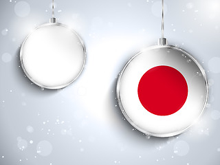 Image showing Merry Christmas Silver Ball with Flag Japan