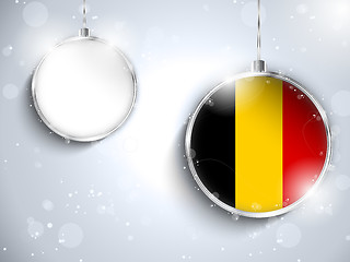 Image showing Merry Christmas Silver Ball with Flag Belgium