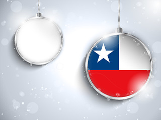 Image showing Merry Christmas Silver Ball with Flag Chile