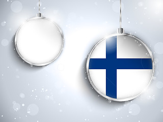 Image showing Merry Christmas Silver Ball with Flag Finland