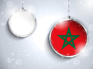 Image showing Merry Christmas Silver Ball with Flag Morocco