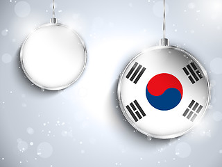 Image showing Merry Christmas Silver Ball with Flag South Korea