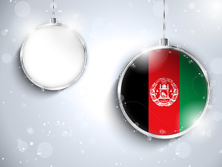 Image showing Merry Christmas Silver Ball with Flag Afghanistan