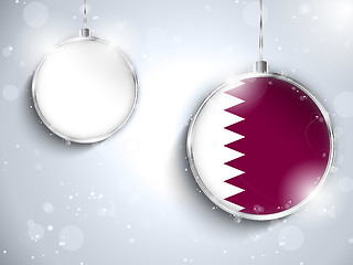 Image showing Merry Christmas Silver Ball with Flag Qatar