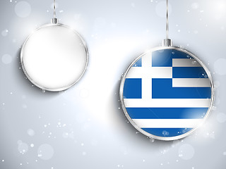 Image showing Merry Christmas Silver Ball with Flag Greece