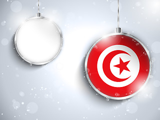 Image showing Merry Christmas Silver Ball with Flag Tunisia